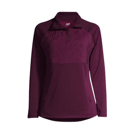 Avia Tops - Avia Women's Active Quilted 1/4 Zip Pullover Purple Maroon Wicking Women's Med
